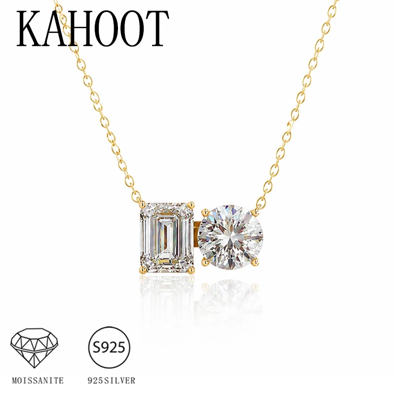 A 925 Sterling Silver 2-Carat Super Sparkly Sugar Cube Moissanite Women's Jewelry Necklace