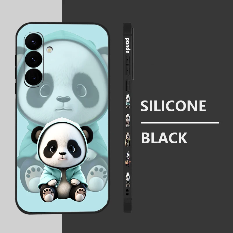 Funda de Teléfono Suave para Samsung Galaxy S25 S24 S21 FE S24 S22 S23 Ultra S22 Plus S25 Edge, Diseño de Panda Verde, TPU, con Cordón, Cubierta Trasera
