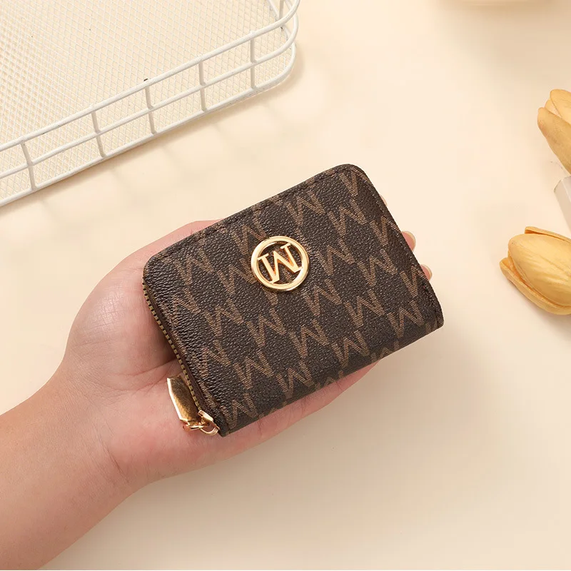 

Женский короткий кошелек с принтом и молнией, простой, портативный, с несколькими отделениями для монет, маленький кошелек, модный, с большим количеством слотов для карт