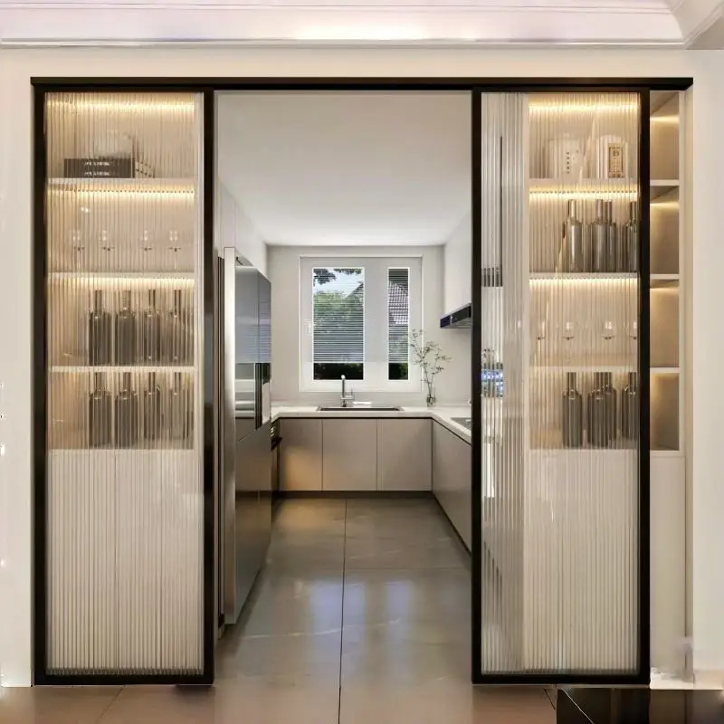 High Quality Indoor Corrosion Resistant Aluminum Frame Glass Door Hidden Track Design Sliding Door Multifunctional Sliding Door