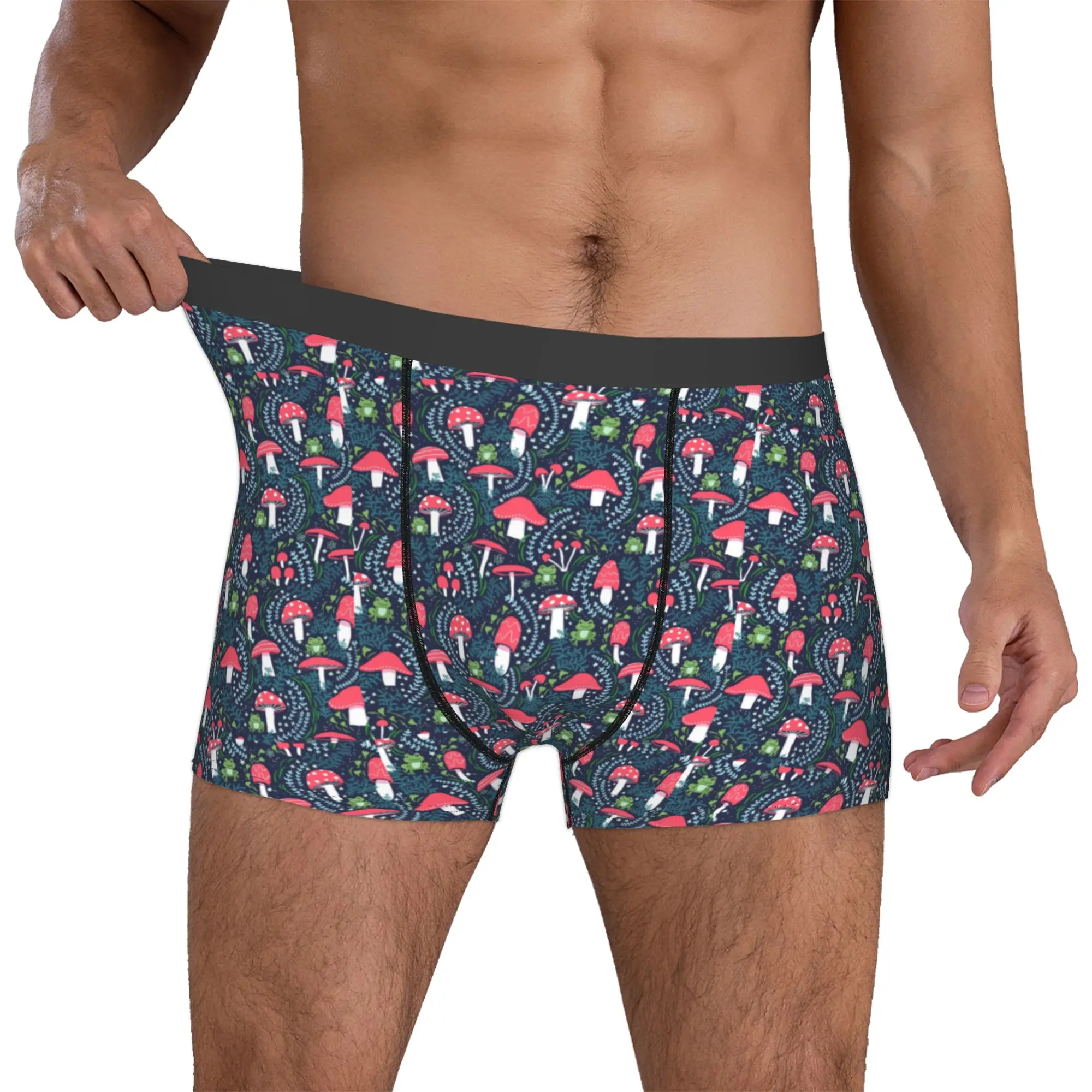 

Custom Fashion Mushrooms Toadstools and Frogs Boxers Shorts Panties Men's Underpants Breathable Psilocybin Fungi Briefs