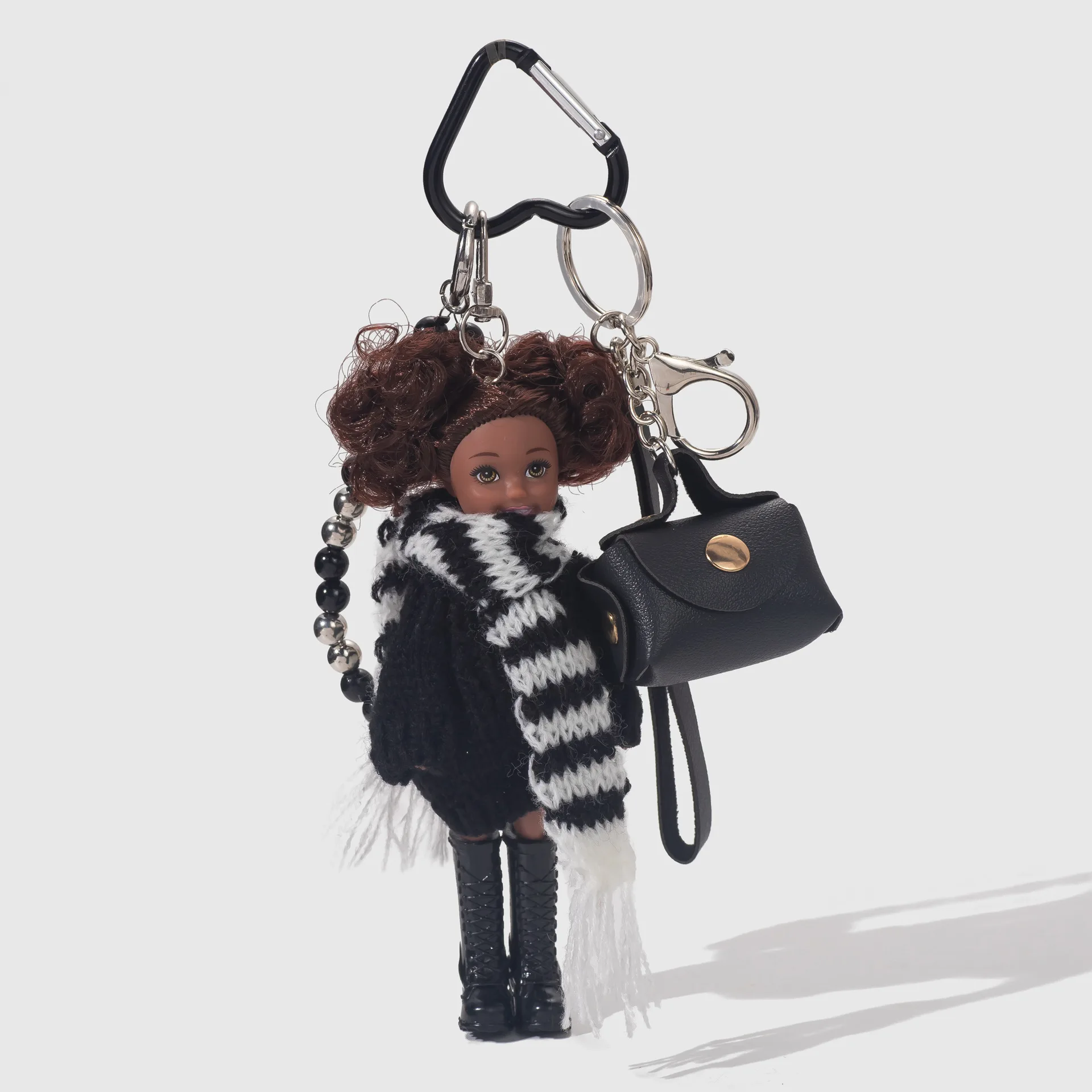 Korean Style Dark Skin Babi Princess Doll Black Jumper / Beaded Necklace Cute Keychain Fashion Bag Pendant Kelly Doll Keychain