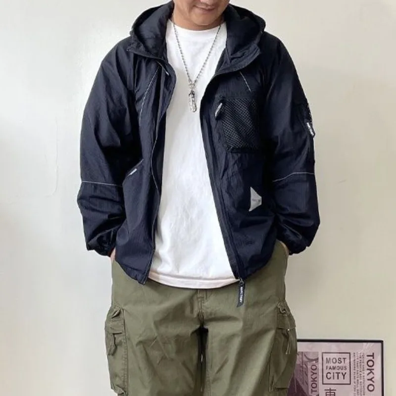 

Japanese Style New Sun Protection Clothing for Men Thin Breathable Loose Hooded Jackets Outdoor Fishing Quick Drying Skin Coat