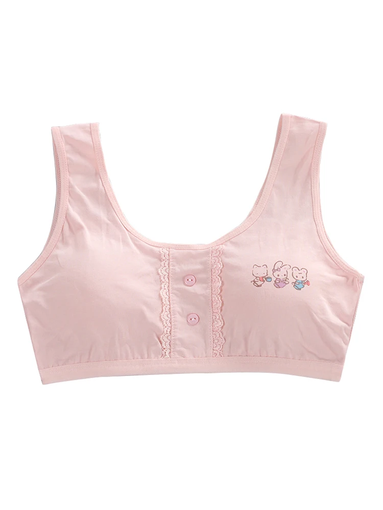 LJMOFA Teen Girl Sports Exquisite Cute Rabbit Bra Kids Top Camisole Underwear Young Puberty Small Training Bra B213