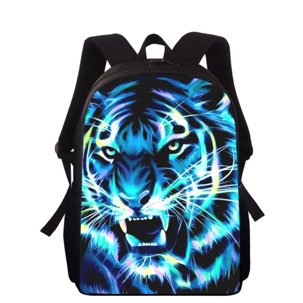 fiercely tiger 15” 3D Print Kids Backpack Primary School Bags for Boys Girls Back Pack Students School Book Bags