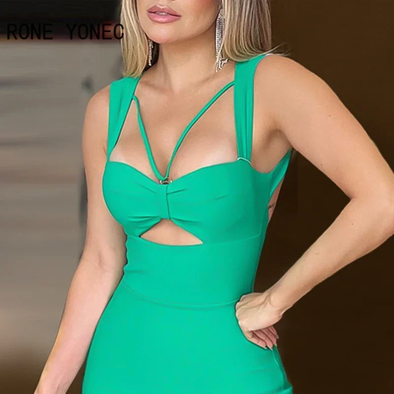 Women Chic Solid Sleeveless Tank Hollow Out Bodycon Mini A-line Sexy Dress