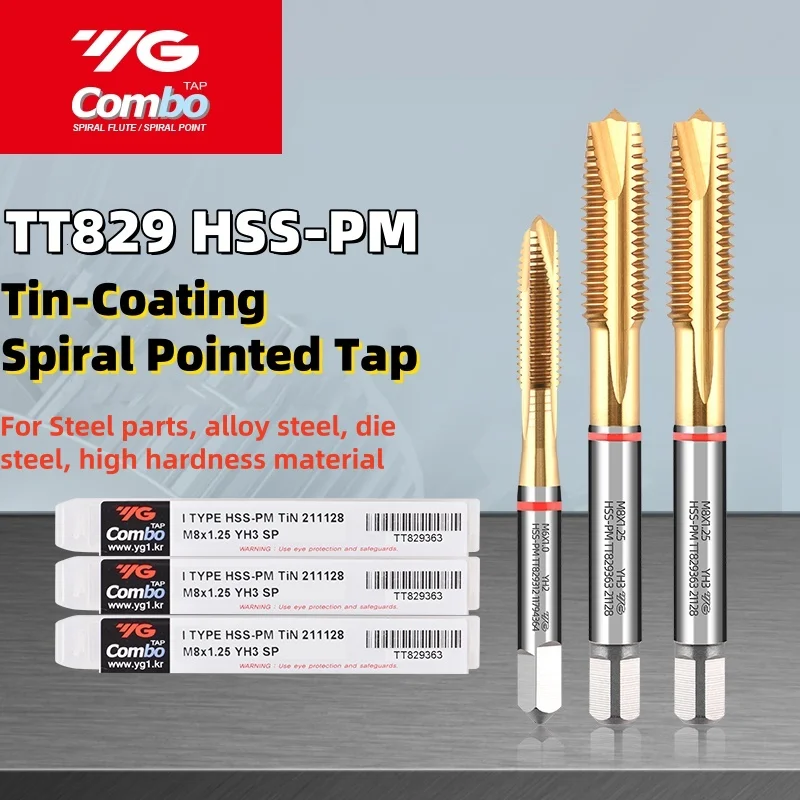 1PCS YG HSS-PM TICN Coating  JIS Standard Spiral Pointed TapM3 M4 M5 M6 M8 M10 M12 Metric Machine Screw Thread Taps TT829