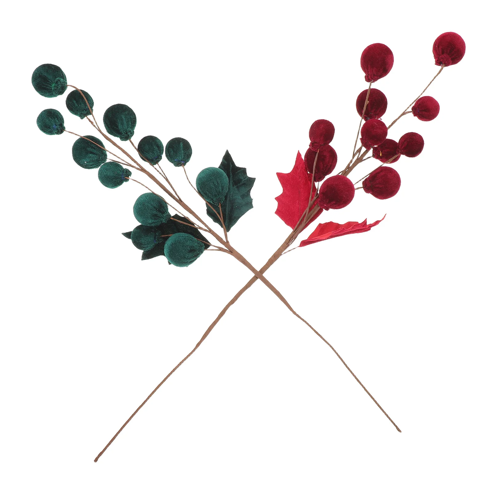 

2pcs Christmas Decoration Ball Red Fake Berry Branches For Diy Crafts Vase Filler Wreath Garland Supplies Artificial Pine Picks