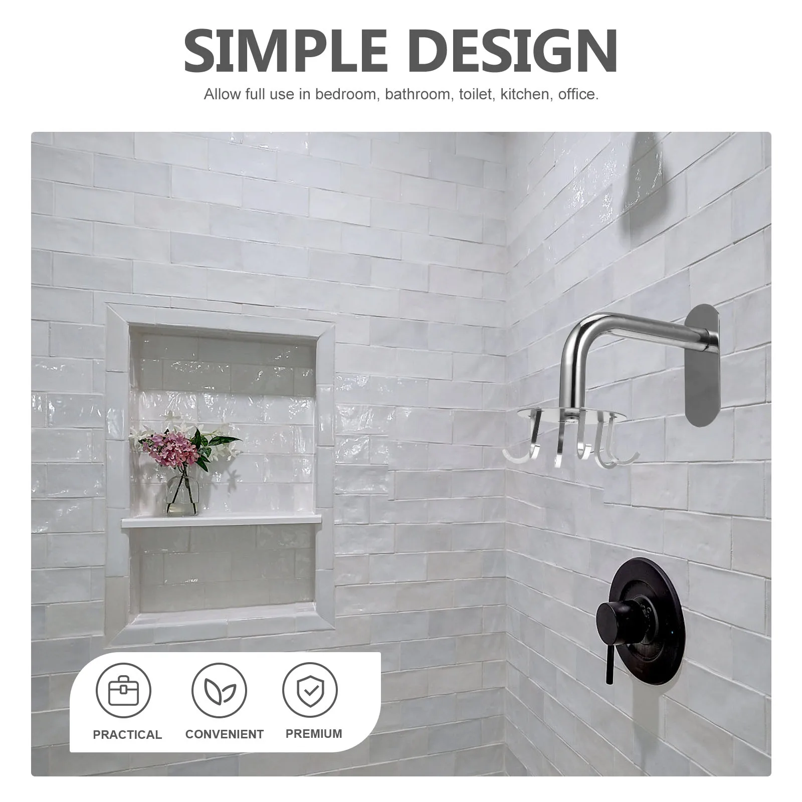 

1 Set Stainless Steel Hooks For Wall Heavy Duty No Punching Multi-Function Rotating Hanger Bathroom Kitchen Anti-Rust Durable