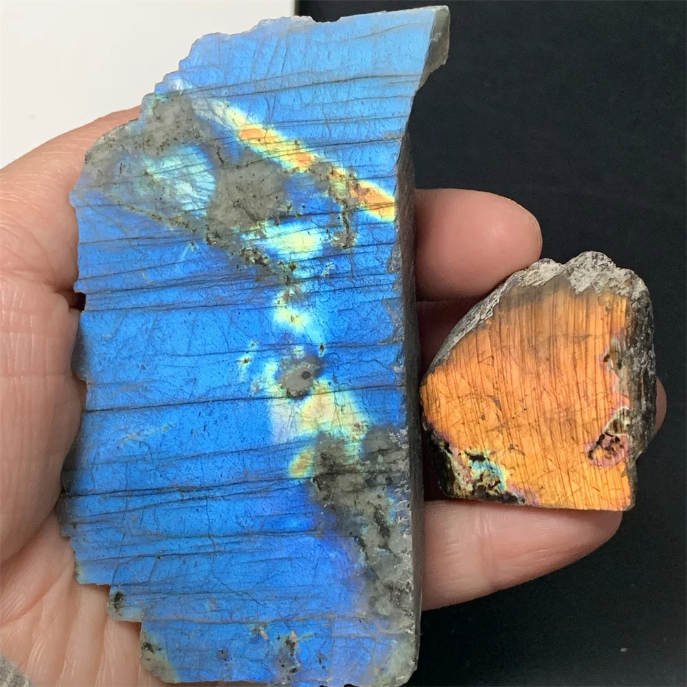 Rough Back Sliced Natural Pink Purple Orange Light Labrador Stone Pets Specimens Blue Green Yellow Light Labradorite Ornaments