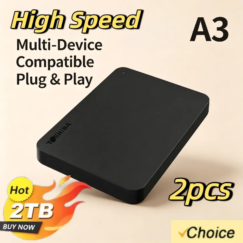 

Toshiba For OEM A3 Expansion HDD Drive Disk 500GB 1TB 2TB USB3.0 External HDD 2.5 Inch 2PCS Portable External Hard Disk BOX