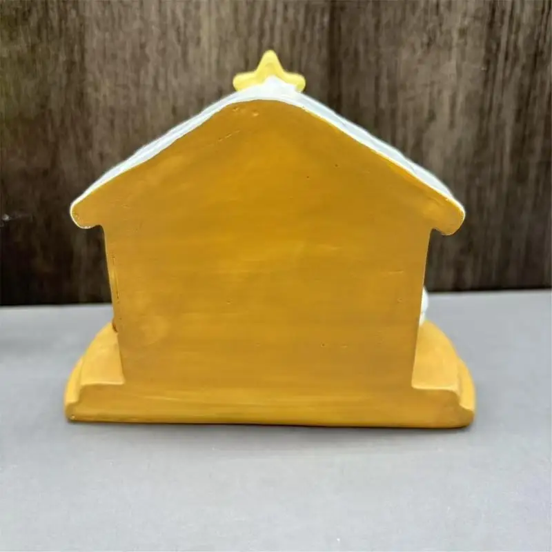 Christmas Nativity Scene Decors Religious Holy Family Resin Manger Scene Figurine For Holiday Homes Display Ornament B03E