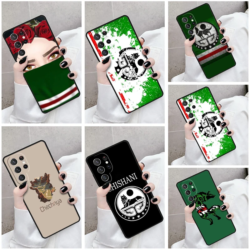 Phone Case For Samsung Galaxy S24 S23 S21fe S22 Ultra Plus Note 10 20 S8 S9 S10 Cover Flag of Chechnya