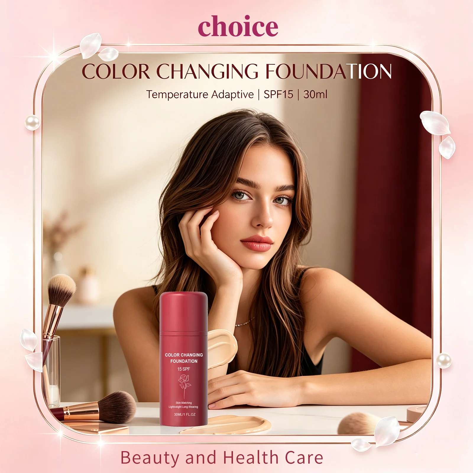 Color Change Foundation SPF15 Full Coverage Pore Refining Long Lasting Natural Temperature Adaptive Hydrating Liquid Foundation