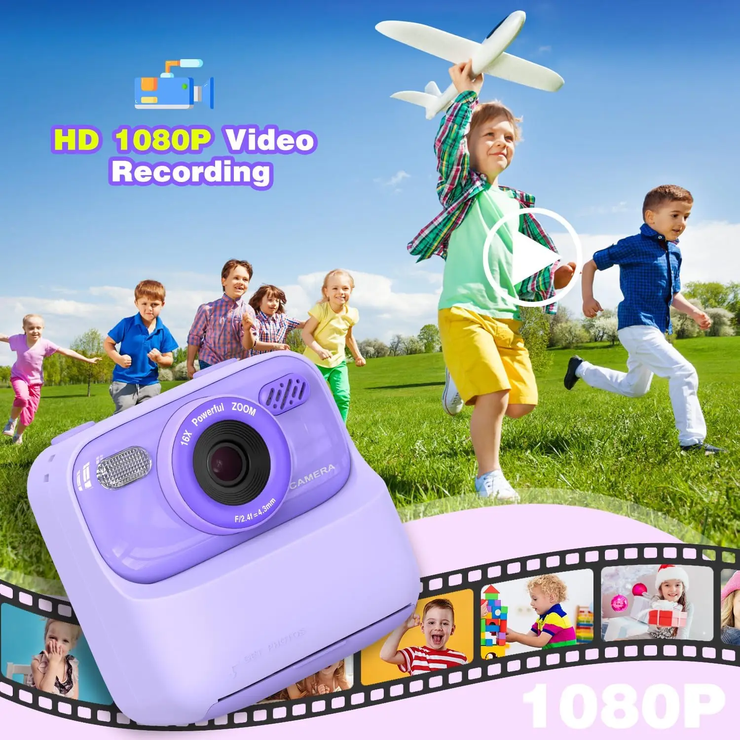 Kids Smart Instant Camera 1080P HD Dual Lens Digital Camera Gifts for Children 3-12 years Best Christmas Birthday Toys Gift 2025