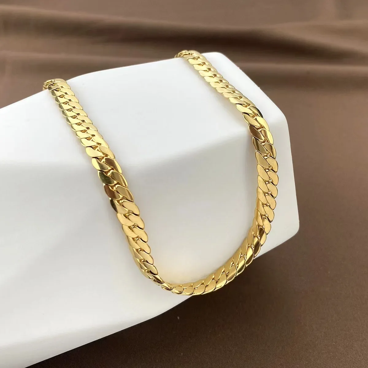 Colliers de la présidence plaqués argent 925 pour hommes et femmes, chaîne latérale, couleur or 18 carats, bijoux fins personnalisés, fête de mariage, 5mm, 20-60cm, offres spéciales