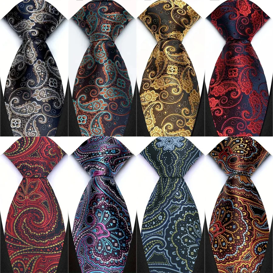 Anmutige Paisley-Polyester-Krawatten, 8 cm, rot, blau, Krawatten für Gruppe, Party, Büro, Hemd, Anzug, Kragen, Zubehör, dekorativ