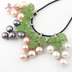 6mm Natural Freshwater Pearl Green Grape Stone Beads Tibetan Silver Fashion Pendant 1 Pcs For Women Party Gift  Free shipping