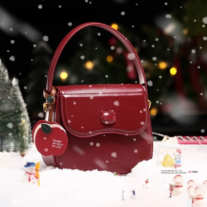 

sanrio Hello Kitty Cartoon Cute Tote Creative Kawaii Girls Christmas Red Apple Crossbody Bag Valentine's Day Halloween Gift