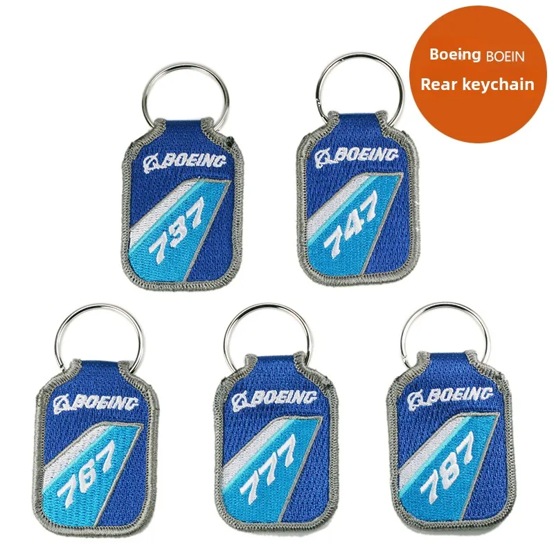 Boeing Limited Edition Aircraft B787 Tailfin Embroidered Keychain Aviation Crew Creative B737 Keychain Festive Gift view 2