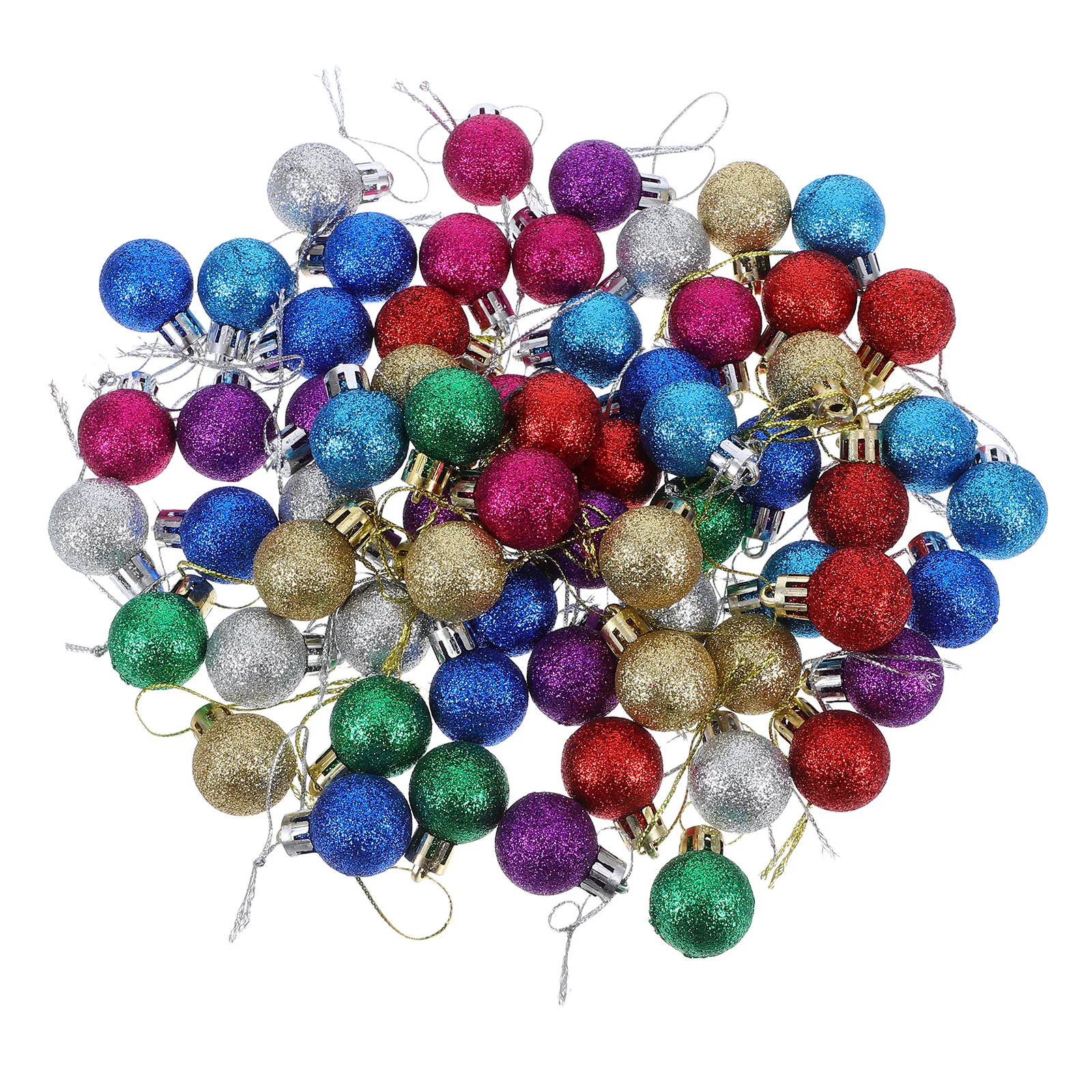 

80Pcs Christmas Tree Hanging Ornaments Mini Glitter Balls Small Multicolor Shiny Ball Decorations Holiday Party Indoor Outdoor