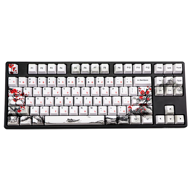 OEM PBT Keycaps US Korean Japanese Russian Cpas For Cross Switch Mechanical Gaming Keyboards No Backlit Plum Blossom Keycaps