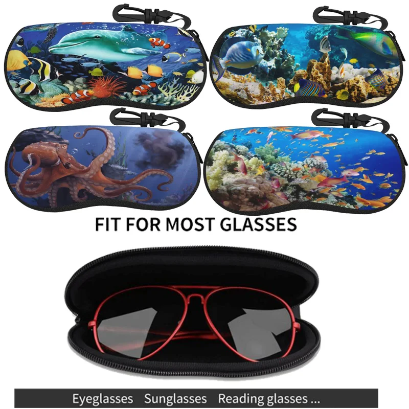 Dolphins turtles underwater world Glasses Box High-end Sunglasses Myopia Glasses Pressure Resistant Sunglasses Boxs Glasses Bags