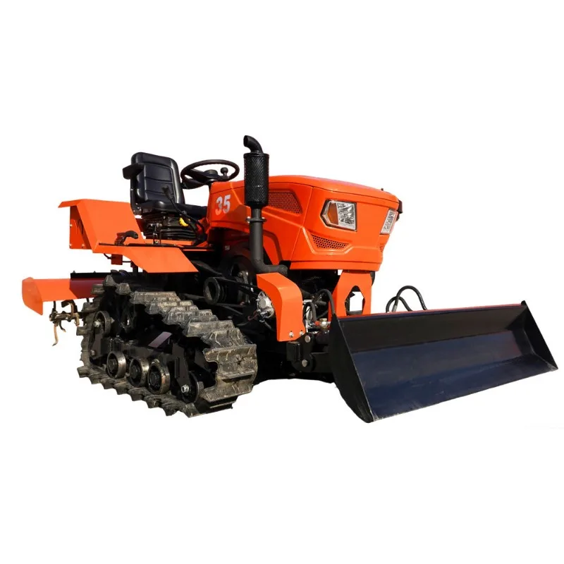 Crawler 4WD Rotary Tiller 35HP Crawler Tractor Agricultural Mini Cultivator Farm Ploughing Working Equipment Customizable FOB view 6