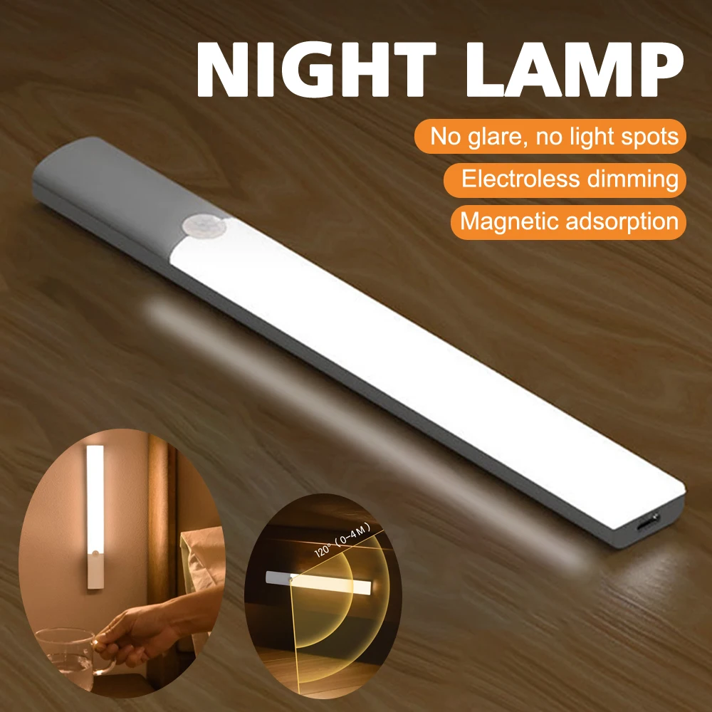 

25CM LED Motion Sensor Wardrobe Light USB Rechargeable Human Body Induction Under Cabinet Lamp for Bedroom Indoor Lighting