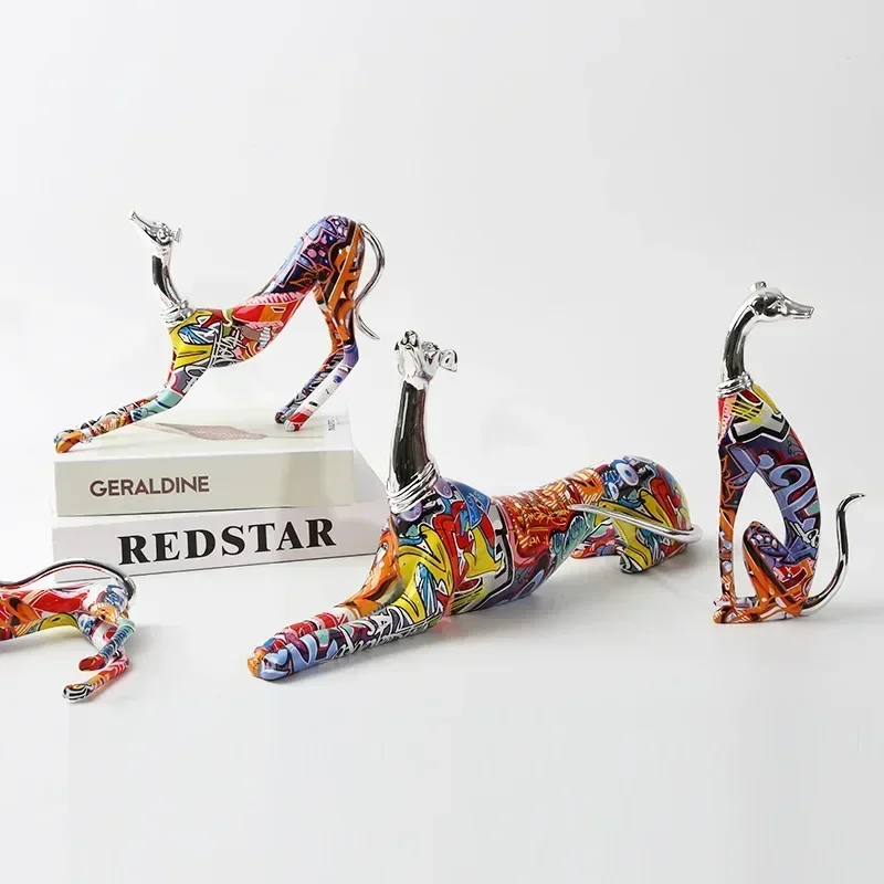 

European and American Creative Modern Color Resin Crafts Animal Dog Durbin Dog Home Decoration Office Living Room Decor