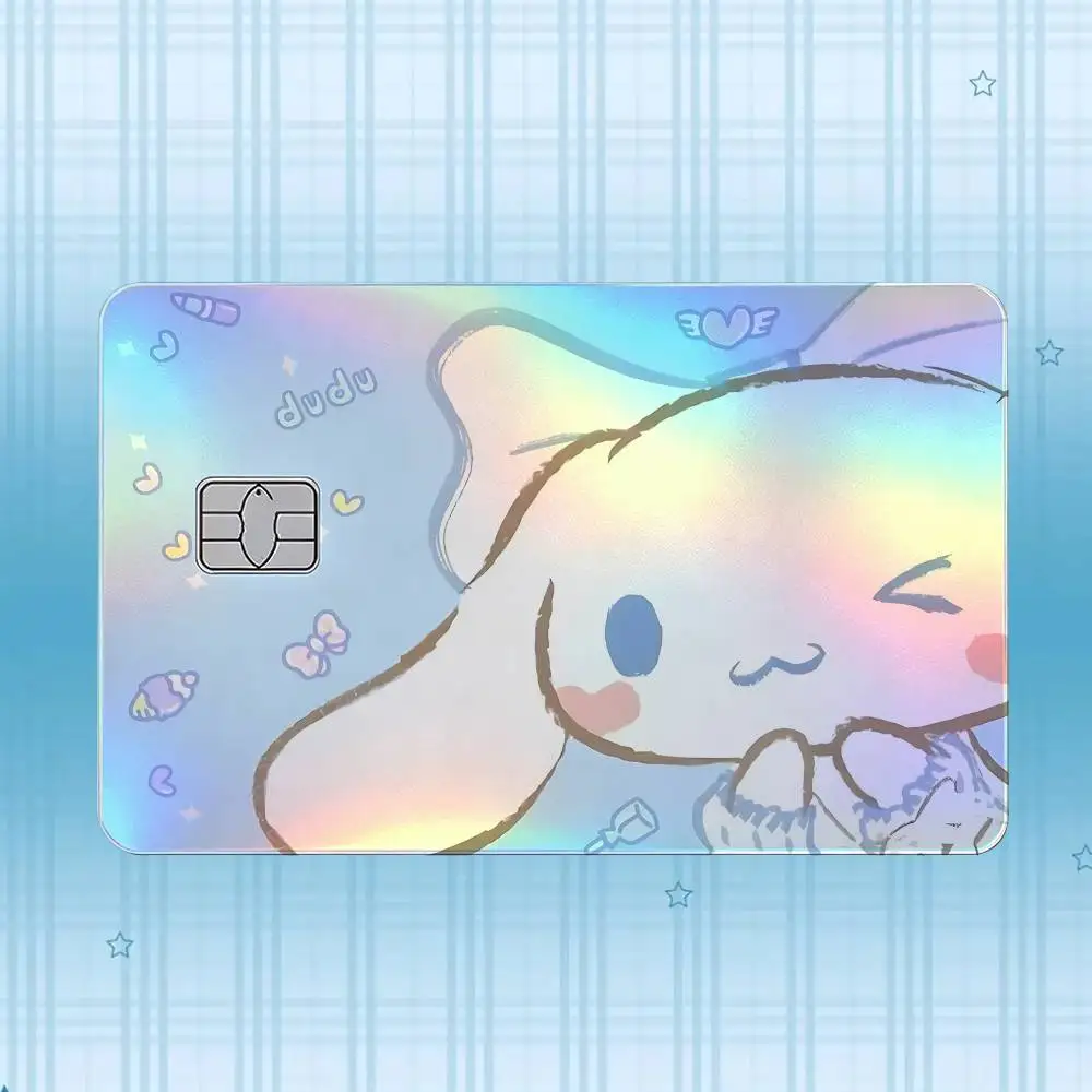 C-Cinnamoroll Laser-Holografischer Karten-Skin-Aufkleber für Kredit- und Debitkarten – 4 Stück/Set, wasserfester, kratzfester Schutz – Detail 2