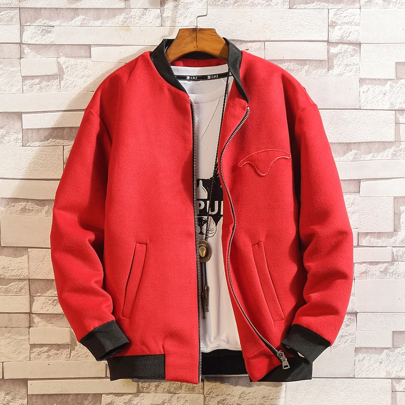 

Winter Thiened Cotton Jaet Men's Korean Loose Baseball Coat Youth Student Woolen Inter Jaet Stand Fit Outerwear