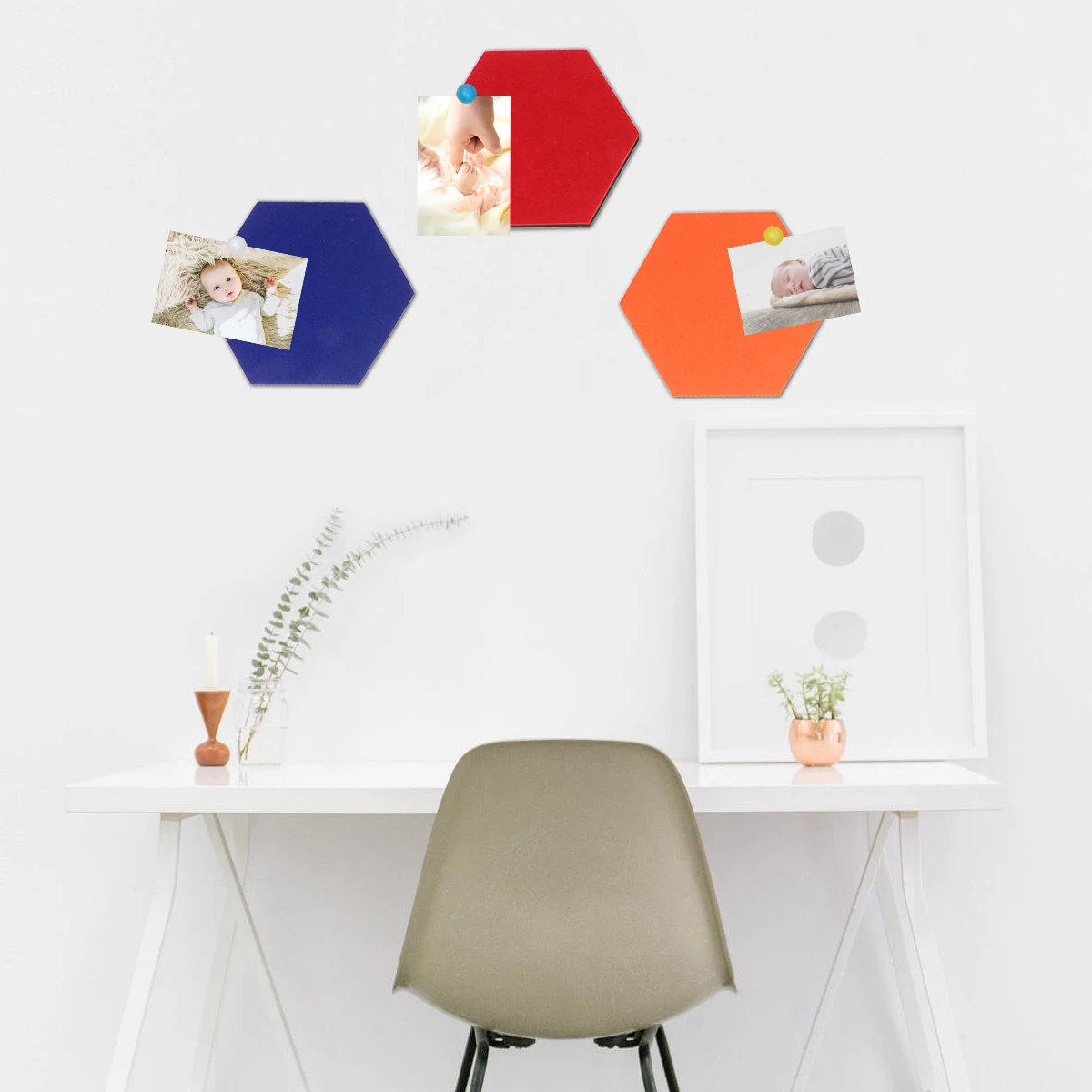 

10Pcs Multifunctional Hexagon Felt Wall Décor Stickers Creative Memo Board Colorful Display for Keys Photos Reminders Art Tiles