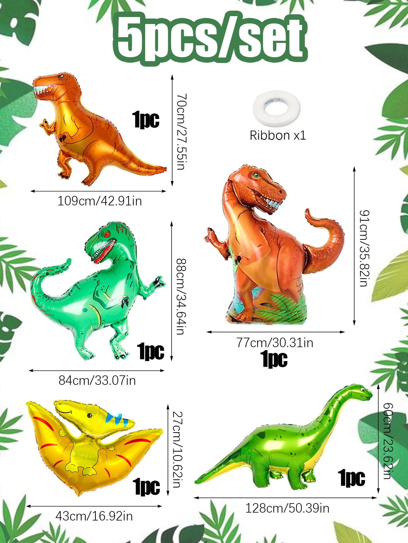 5 Stück/Set Dinosaurier-Folienballons für Dinosaurier-Themen-Geburtstagsfeiern, Jungendliche Dschungel-Dinosaurier-Themen- und Jurassic-Themen-Partydekoration – Detail 6