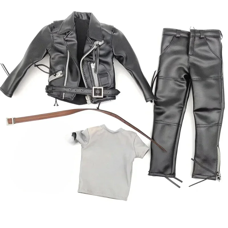1/6 Leather Coat Jacket Pants Boots Model Clothes Set For 12in Male Soldier Phicen Tbleague M34 Body Action Figure 30cm Doll