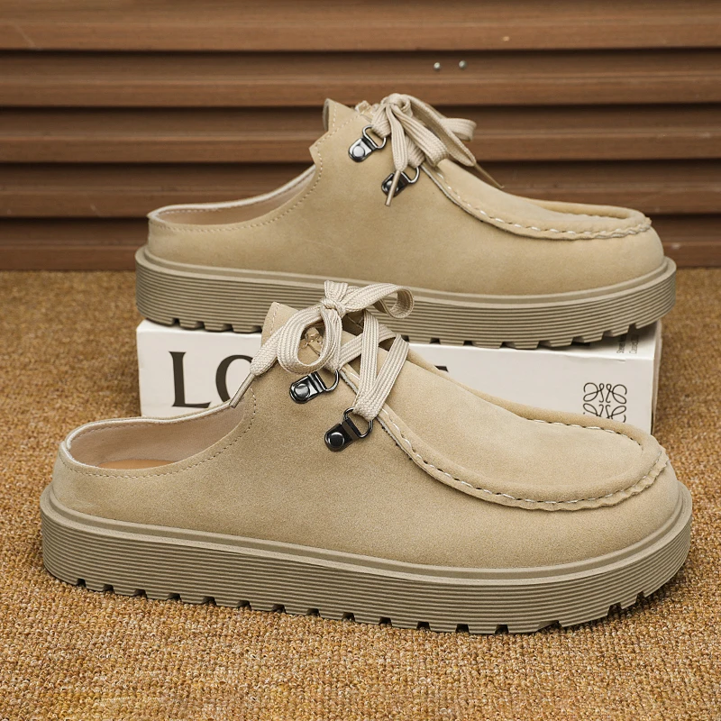 

Men's Mules casual slippers summer breathable lightweight Loafers Moccasins walking shoes fashion soft sole youth semi slippers