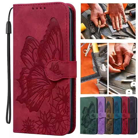 Butterfly Leather Phone Case For Samsung Galaxy S20 FE 2022 S21 FE S22 S10 S9 S8 Plus S23+ S23 Ultra 5G Wallet Bags Flip Cover