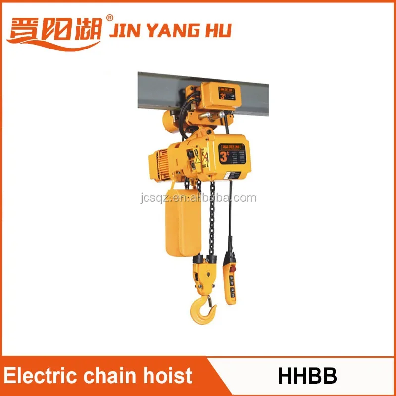 JIN YANG HU 380V 1 ton low headroom electric chain hoist electric lift chain block hoist with electric trolley