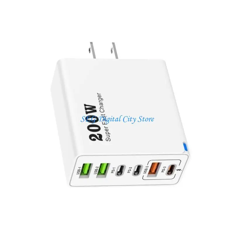 

U75B High Power 200W 6 in 1 USB C with 3 USB and 3PD Port Fast Charging Adapter for Quick Charging