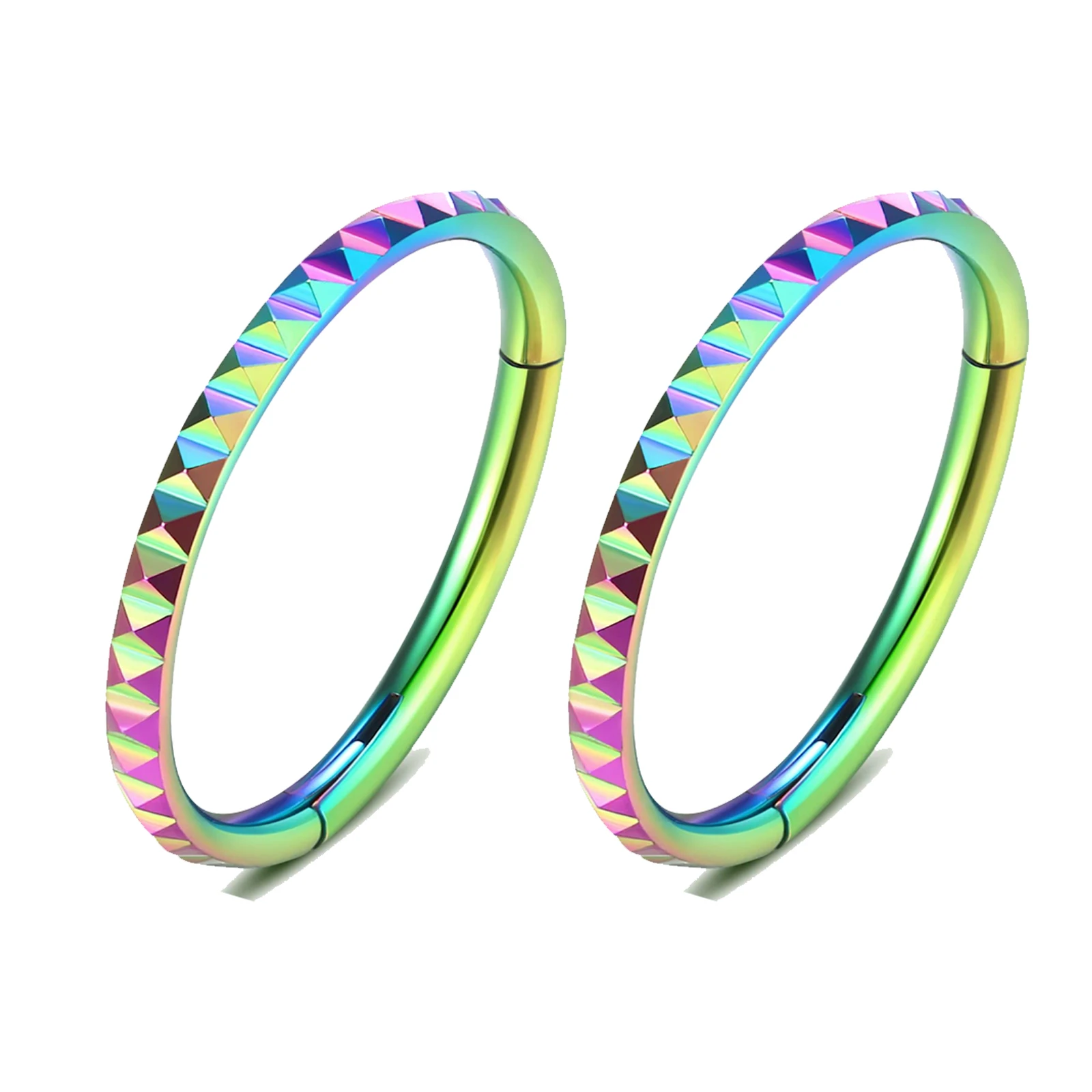 Pyramid Hinged Nose Ring Hoop in Titanium