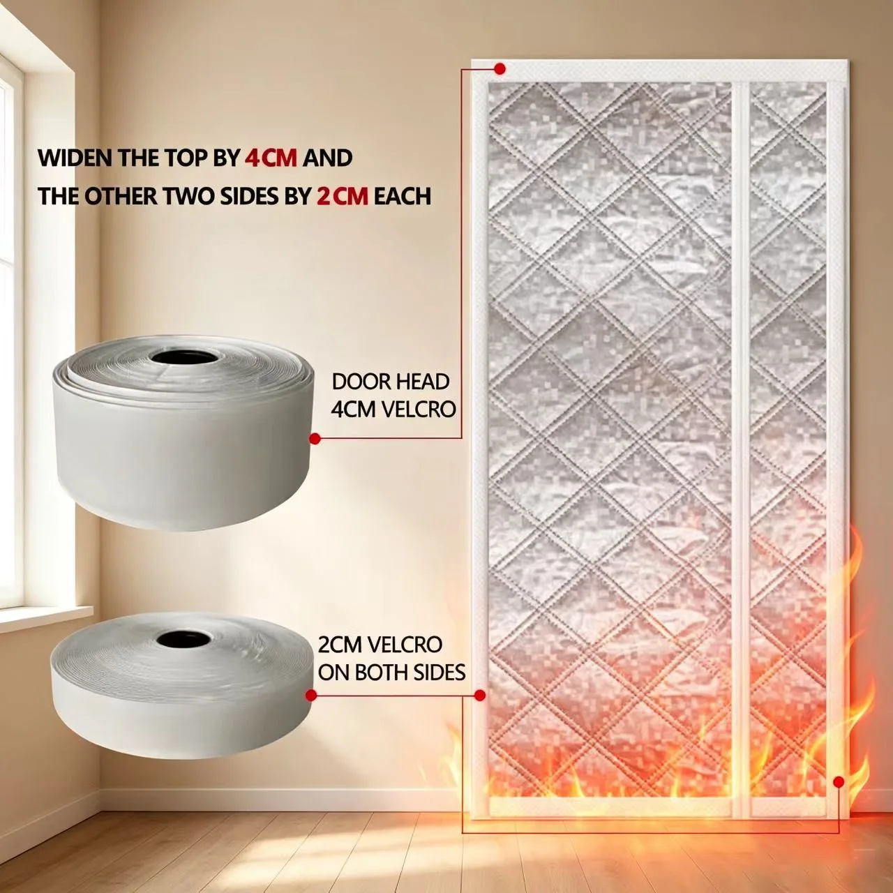 Household Air Conditioning Partition Curtain Magnetic Suction Bedroom Thick Cotton Clip Warm Windproof Non Perforated Curtain