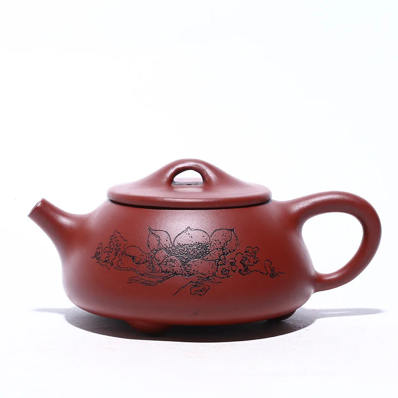 Handmade Lotus Jingzhou Stone Scoop, Raw Ore Dahongpao Zisha Teapot, Yixing Handmade Pot, Kung-Fu Teaware, Purple Clay Drinkwar