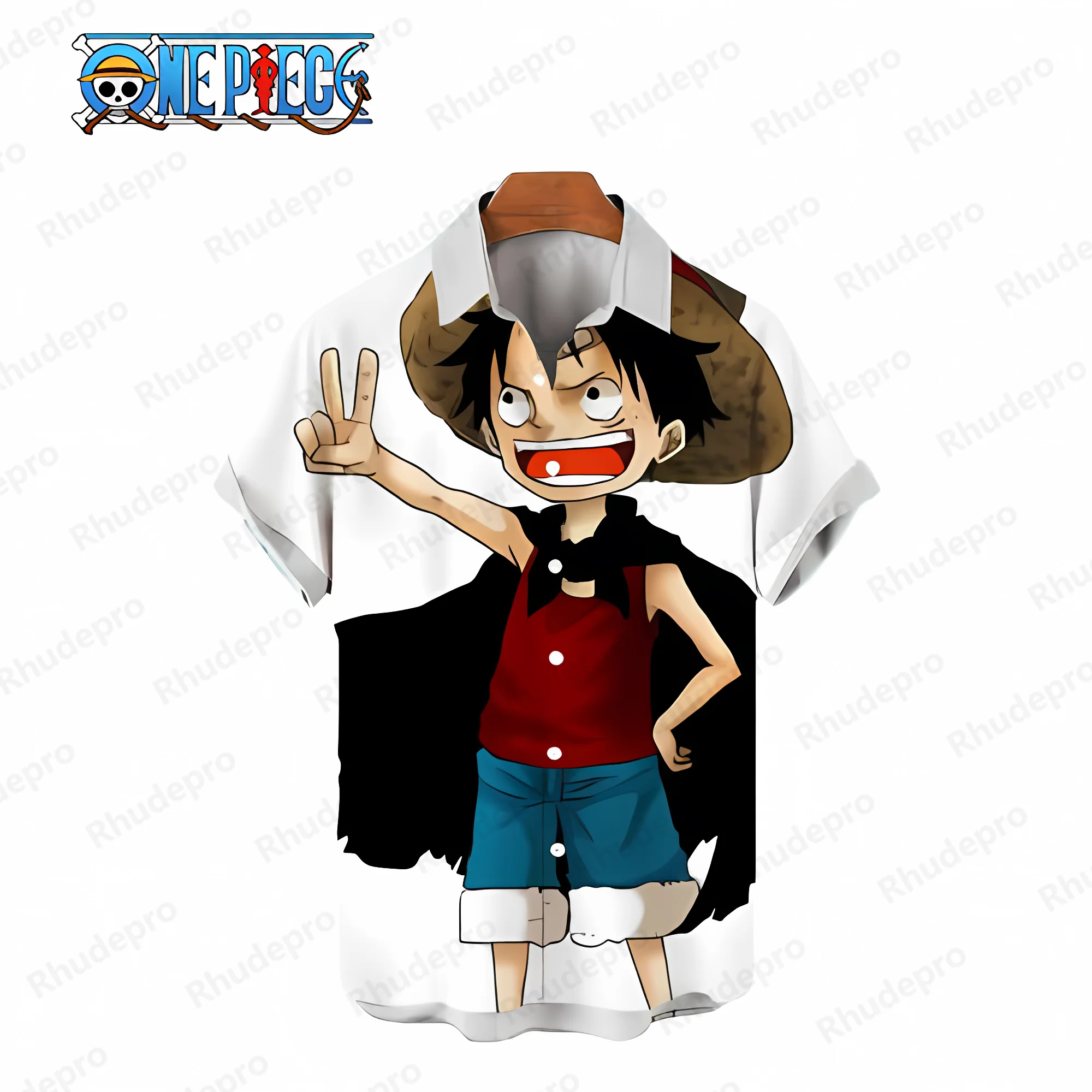 

One Piece Mens Clothes Anime Men's Shirts Social Shirt Cool Monkey D Luffy Elegant Man Harajuku Blouses Fashion Tops Leisure