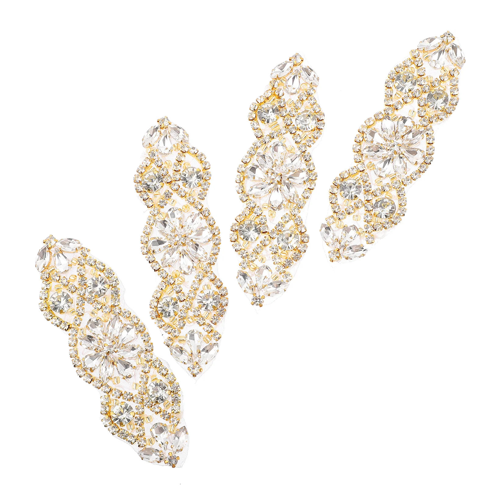 

4pcs Rhinestone Applique For Belt Diy Dress Sash Patch Sewing Embellishment Bridal Patches Garment Trimming Craft Decor