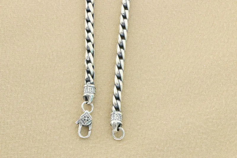 Chinese style pure silver necklace men's trendy high-end woven silver chain ruffian handsome collarbone chain single chain hands