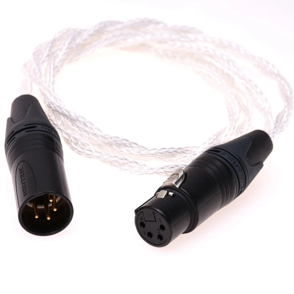 16-жильный посеребренный кабель, 4-контактный XLR между мужчинами и женщинами, сбалансированный аудиоудлинительный кабель для наушников, адаптер