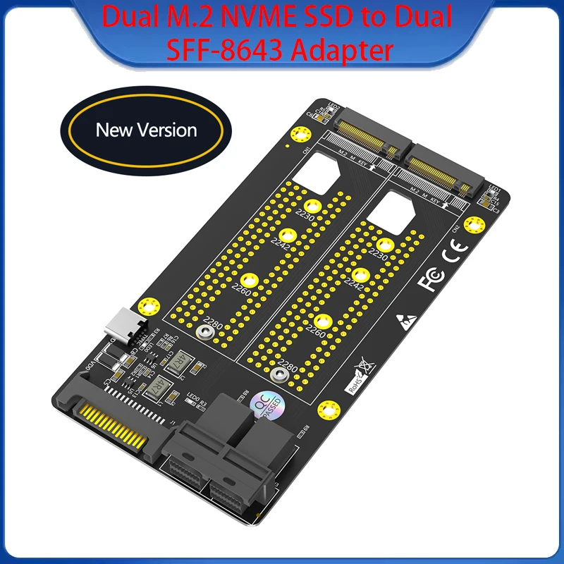 

Dual M.2 NVME SSD to Dual SFF-8643 Adapter Supports M.2 Nvme SSD In Format 2230/2242/2260/2280 Adapter Hyper Storage Controller