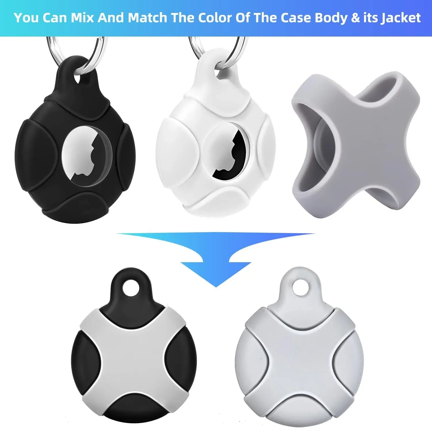 Airtag Holder with Keychain -Protective Silicone Case Cover Key Ring Accessorie for Wallet, Keys Backpacks Handbag Purses Pets