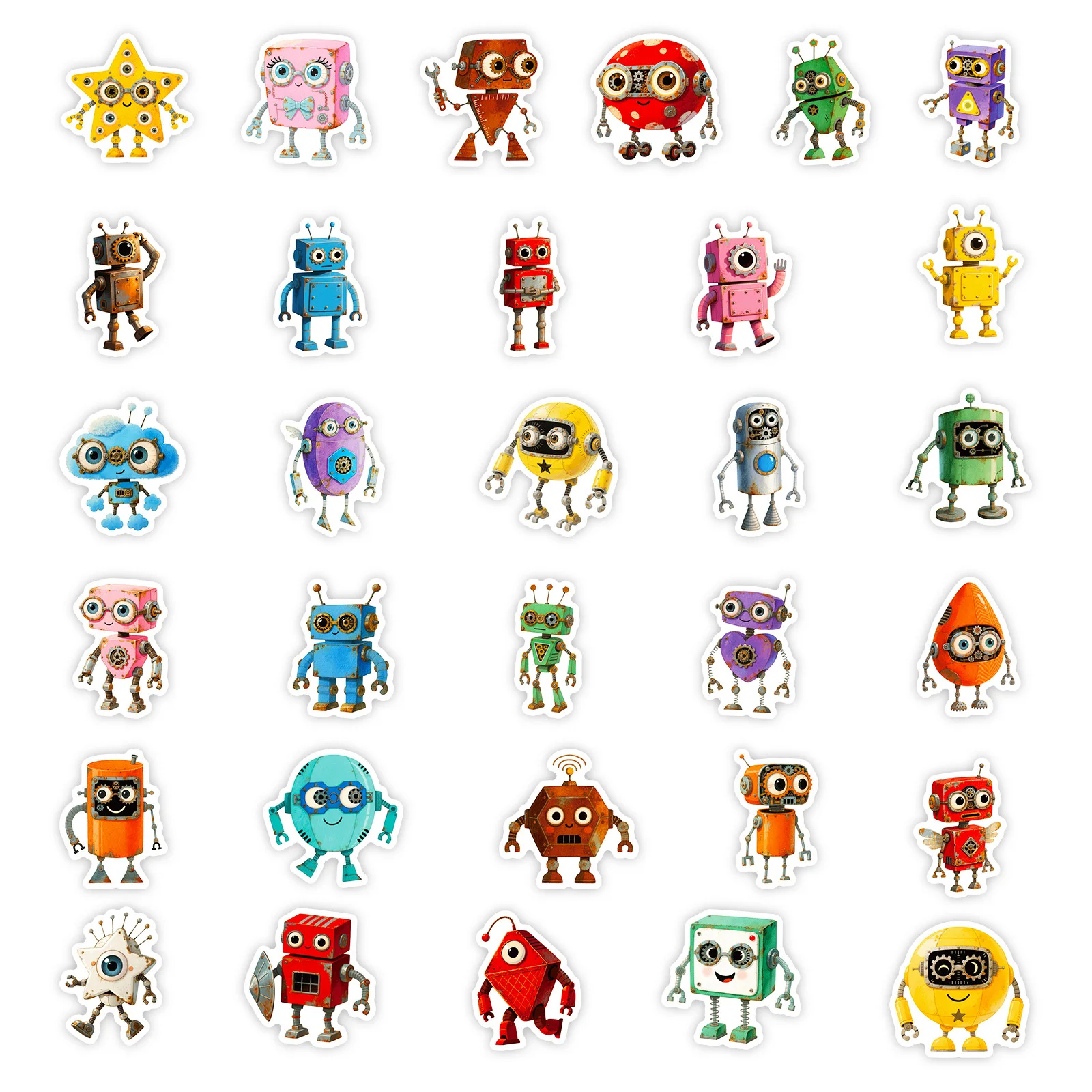 10/56 PIÈCES Robot Graffiti Autocollants Drôle Dessin Animé Autocollant BRICOLAGE Ordinateur Portable Téléphone Guitare Planche À Roulettes Autocollant Étanche Tasse Classique Enfant Jouets