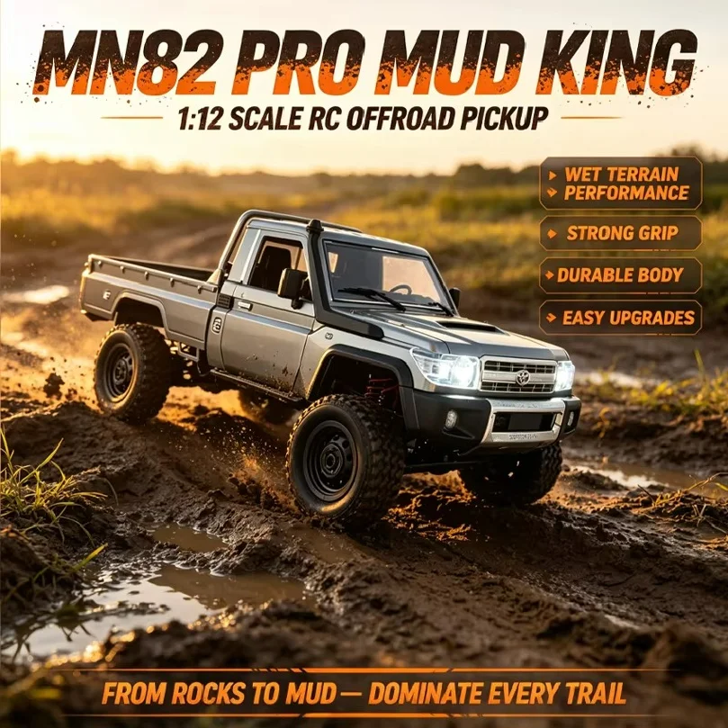 New 1:12 Full Scale RC CAR MN82 Upgraded PRO Controllable Headlights 2.4G 4WD Off-Road Car Pick Up Truck Adult Toys For Kid Gift